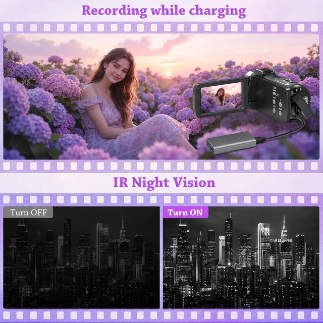 Alt view image 5 of 7 - 4K HD 80MP Camcorder Video Camera Vlogging Camera for YouTube