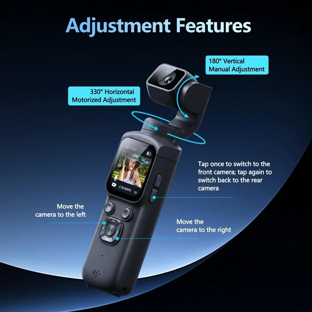 Alt view image 5 of 7 - 4K Vlogging Camera, Pocket Digital Camera, 330° Rotating Lens