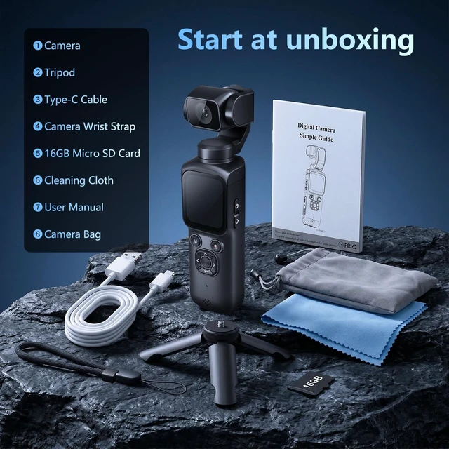 Alt view image 7 of 7 - 4K Vlogging Camera, Pocket Digital Camera, 330° Rotating Lens