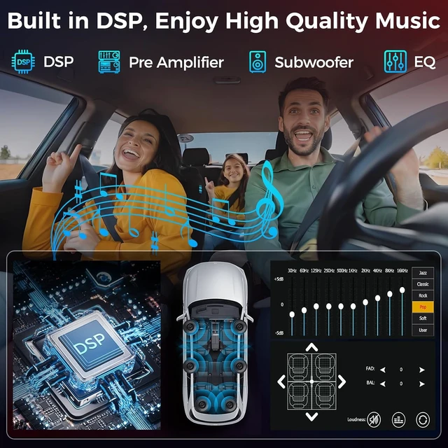Alt view image 6 of 7 - 7" Double Din Car Stereo with Wireless Carplay & Android Auto, Bluetooth, 240W, SWC, Subwoofer Out, Mirror Link, USB-C/AUX/TF, FM/AM Car Radio Receiver, Backup Camera