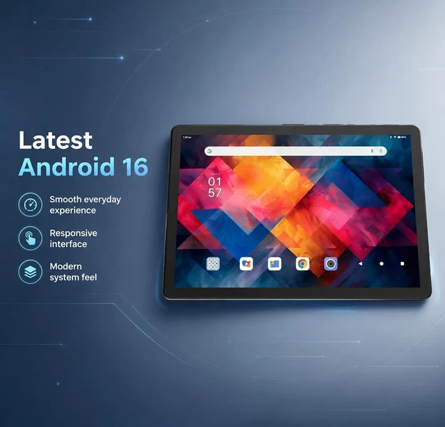 Alt view image 3 of 7 - 2026 Upgraded Android 16 Tablet with 64GB+1TB Expand, 10.1 inch Tablet with 8-Core, Dock Station, Gemini Ai, WiFi 6, Bluetooth 5.4, 3-Year Protection, Tablet for Students, Kids& Adults