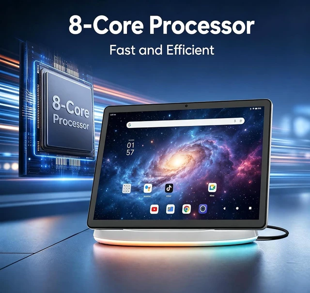 Alt view image 6 of 7 - 2026 Upgraded Android 16 Tablet with 64GB+1TB Expand, 10.1 inch Tablet with 8-Core, Dock Station, Gemini Ai, WiFi 6, Bluetooth 5.4, 3-Year Protection, Tablet for Students, Kids& Adults