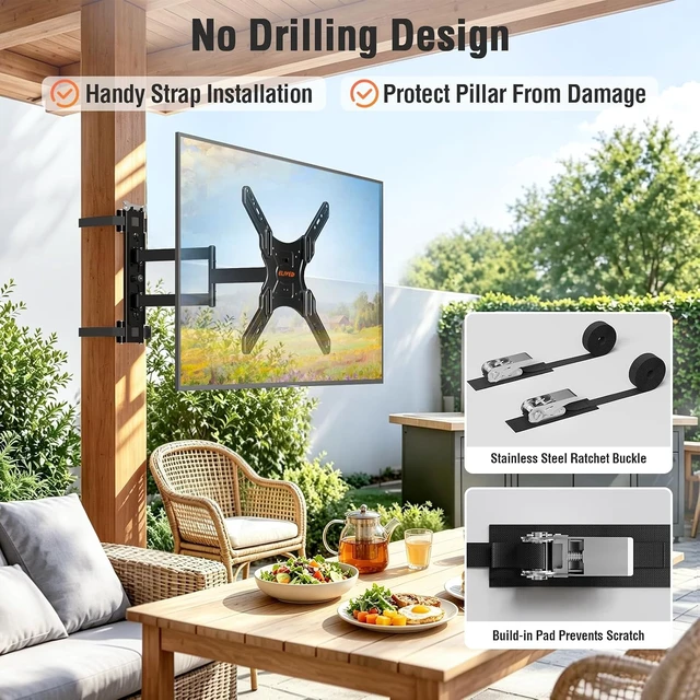 Alt view image 3 of 7 - Pillar TV Mount for 26-60" TVs, No Drill Column TV Bracket for Gazebo Patio