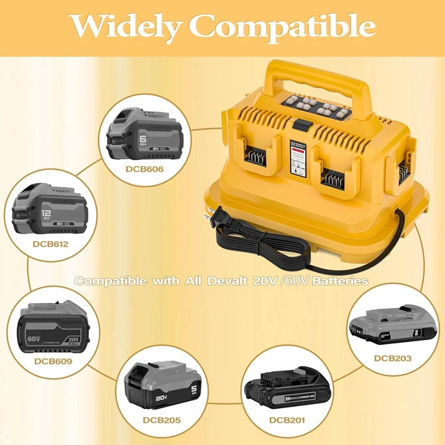 Alt view image 2 of 7 - Upgraded 6-Ports Rapid Battery Charger Station for Dewalt 20V/60V Charger