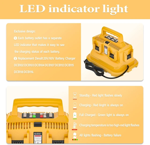 Alt view image 3 of 7 - Upgraded 6-Ports Rapid Battery Charger Station for Dewalt 20V/60V Charger