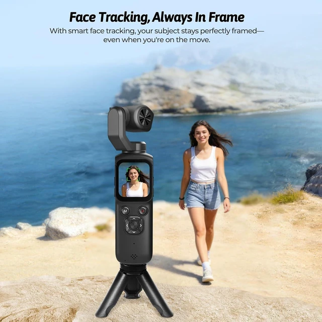 Alt view image 3 of 7 - 4K Vlogging Camera with 330° Gimbal Lens & 75MP Photo, WiFi Pocket Camera