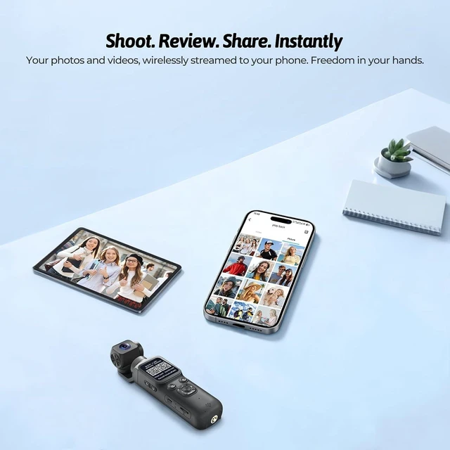 Alt view image 6 of 7 - 4K Vlogging Camera with 330° Gimbal Lens & 75MP Photo, WiFi Pocket Camera