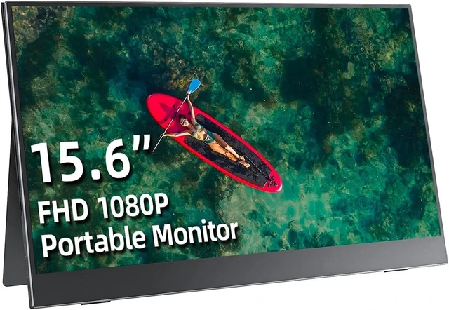 Main image of Portable Monitor 15.6 Inch 1080P FHD IPS 65% sRGB Travel Monitor with USB-C HDMI Portable Screen Second Screen for Laptop MacBook Surface PC PS4/5, VESA Mountable, with Kickstand