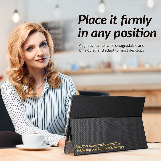Alt view image 2 of 7 - Portable Monitor 15.6 Inch 1080P FHD IPS 65% sRGB Travel Monitor with USB-C HDMI Portable Screen Second Screen for Laptop MacBook Surface PC PS4/5, VESA Mountable, with Kickstand