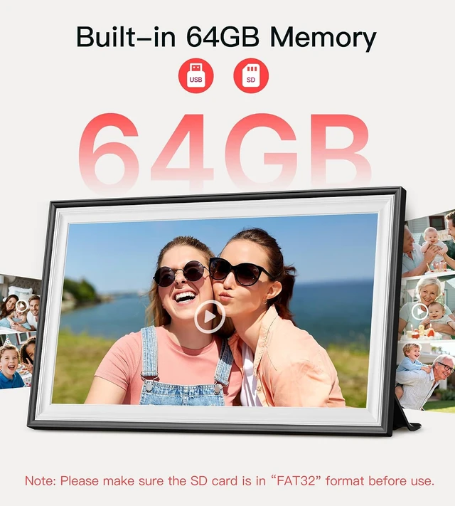 Alt view image 3 of 7 - 64GB Frameo 15.6" Digital Picture Frame WiFi, Large Electronic Photo Frames