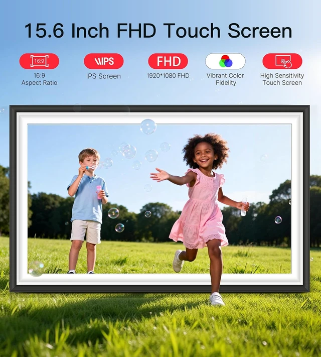 Alt view image 4 of 7 - 64GB Frameo 15.6" Digital Picture Frame WiFi, Large Electronic Photo Frames