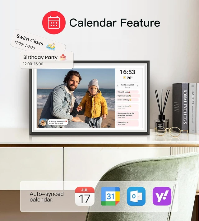 Alt view image 6 of 7 - 64GB Frameo 15.6" Digital Picture Frame WiFi, Large Electronic Photo Frames