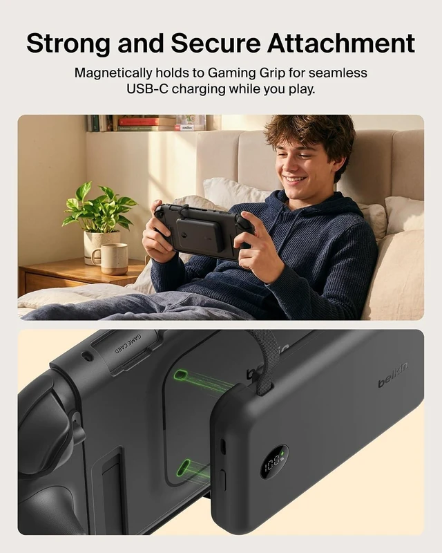 Alt view image 7 of 7 - Switch 2 Grip Charging Case with 10000mAh Power Bank 30W