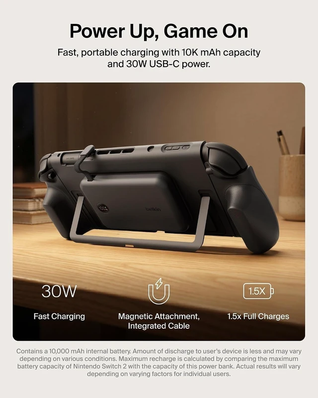 Alt view image 4 of 7 - Switch 2 Grip Charging Case with 10000mAh Power Bank 30W