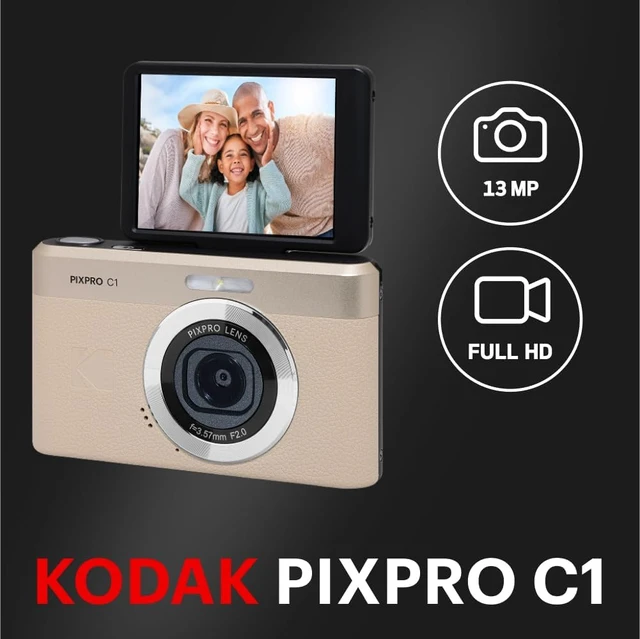 Alt view image 2 of 6 - PIXPRO C1 13MP Compact Digital Camera, 26mm Fixed Lens, Tan