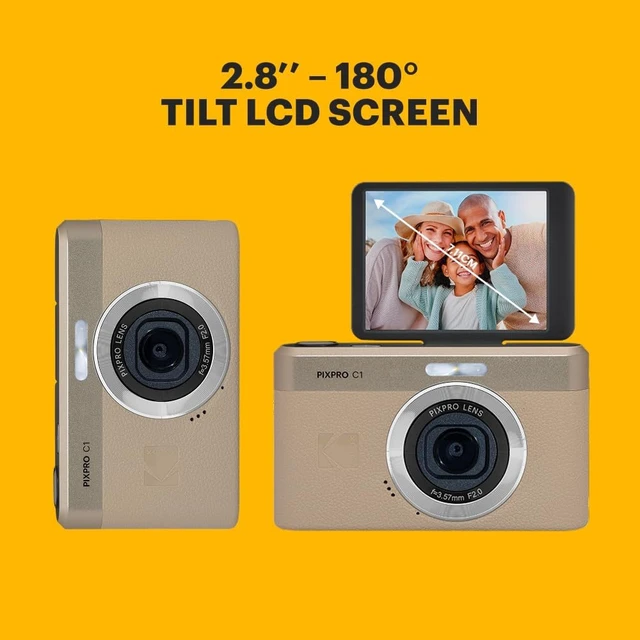Alt view image 3 of 6 - PIXPRO C1 13MP Compact Digital Camera, 26mm Fixed Lens, Tan