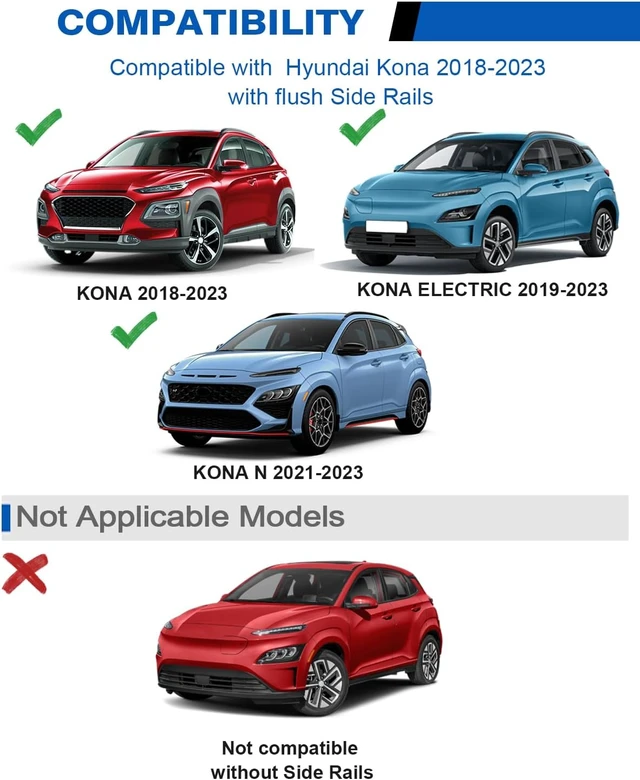 Alt view image 2 of 7 - Roof Rack Cross Bars for 2018-2023 Hyundai Kona & Kona N & Kona Electric