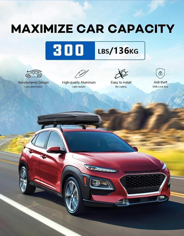 Alt view image 3 of 7 - Roof Rack Cross Bars for 2018-2023 Hyundai Kona & Kona N & Kona Electric
