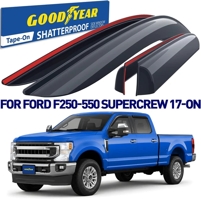 Alt view image 2 of 7 - Shatterproof Window Deflectors for Ford F250 to F550 Super Duty 2017-2026 Crew Cab, Tape-on Rain Guards, Window Visors, Vent Deflector Visor, Car Accessories, 4 pcs. - GY008899