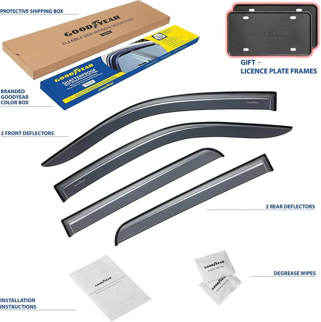 Alt view image 6 of 7 - Shatterproof Window Deflectors for Ford F250 to F550 Super Duty 2017-2026 Crew Cab, Tape-on Rain Guards, Window Visors, Vent Deflector Visor, Car Accessories, 4 pcs. - GY008899