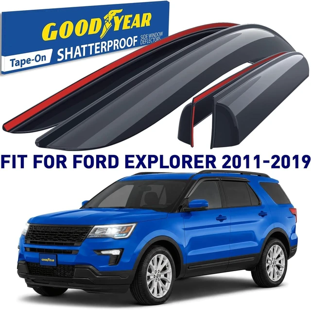 Alt view image 2 of 7 - Side Window Deflectors for Ford Explorer 2011-2019, Tape-on Rain Guards, Window Visors for Cars, Vent Deflector, Vent Visor, Car Accessories, 4 pcs- GY003141