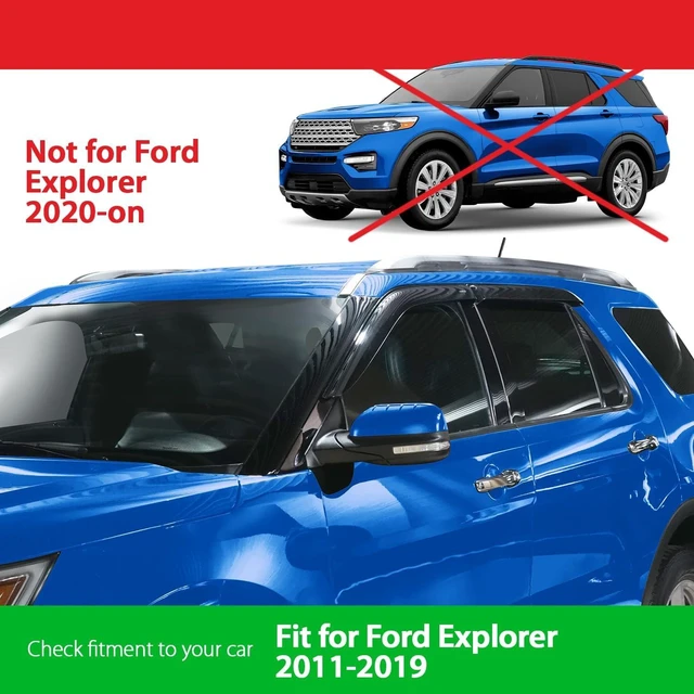 Alt view image 3 of 7 - Side Window Deflectors for Ford Explorer 2011-2019, Tape-on Rain Guards, Window Visors for Cars, Vent Deflector, Vent Visor, Car Accessories, 4 pcs- GY003141