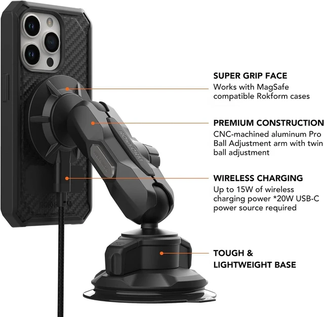 Alt view image 2 of 7 - Magnetic Wireless Car Charger, Adjustable Windshield Suction Mount