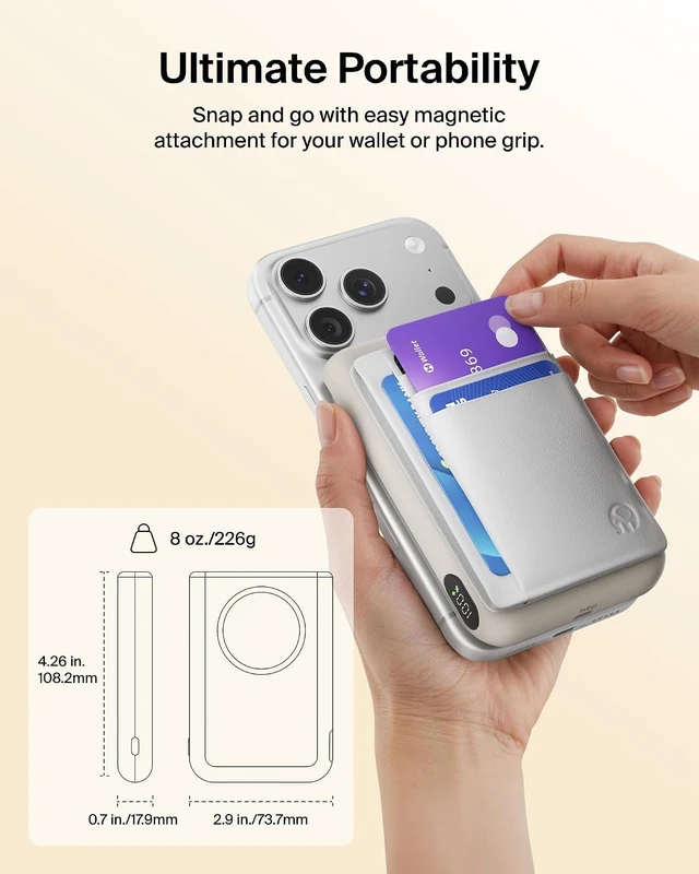 Alt view image 6 of 7 - 10000mAh Qi2.2 25W MagSafe Power Bank with Kickstand and Display
