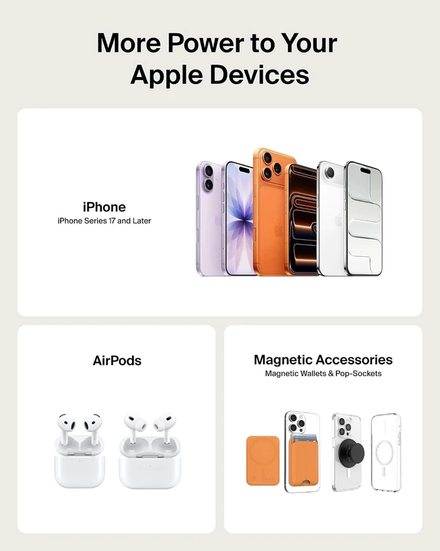 Alt view image 7 of 7 - 10000mAh Qi2.2 25W MagSafe Power Bank with Kickstand and Display
