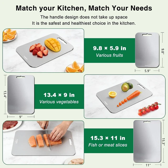 Alt view image 3 of 7 - 100% Pure Titanium Cutting Board Set of 3, Cutting Boards for Kitchen