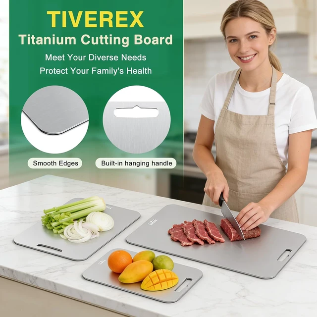 Alt view image 5 of 7 - 100% Pure Titanium Cutting Board Set of 3, Cutting Boards for Kitchen