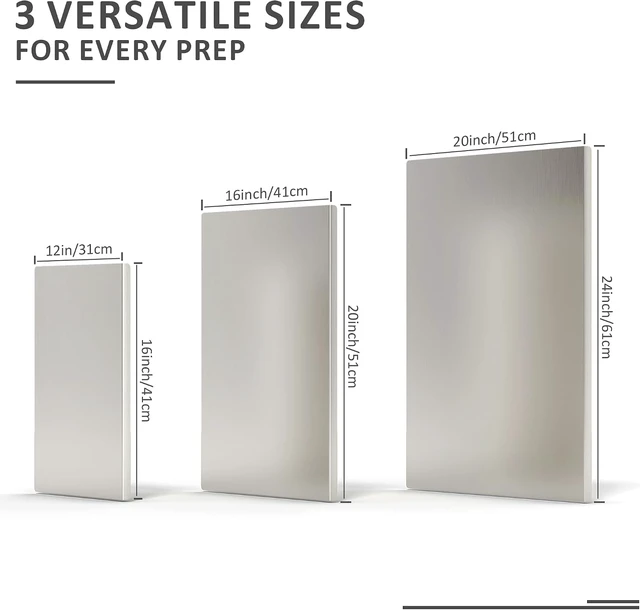 Alt view image 2 of 7 - Stainless Steel Chopping Board Set of 3, Cutting Board with Lip