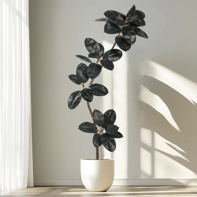 Alt view image 4 of 7 - 5.2ft Artificial Rubber Tree Faux Plants Indoor Faux Floor Artificial Trees Indoor,Fake Plant Fake Tropical Plants,Large Floor,Real Touch Rubber Tree for Home Decor