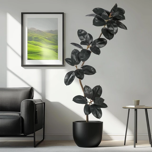 Alt view image 6 of 7 - 5.2ft Artificial Rubber Tree Faux Plants Indoor Faux Floor Artificial Trees Indoor,Fake Plant Fake Tropical Plants,Large Floor,Real Touch Rubber Tree for Home Decor