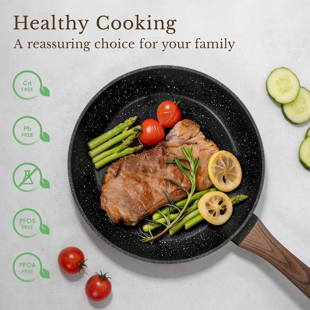 Alt view image 3 of 7 - 25 Pcs Pots and Pans Set, Nonstick Ceramic Cookware Sets, Healthy Non-Toxic, Large Capacity, Induction Compatible, Cooking Set with Frying Pans & Saucepans, PFAS/PTFE/PFOA Free, Classic Black