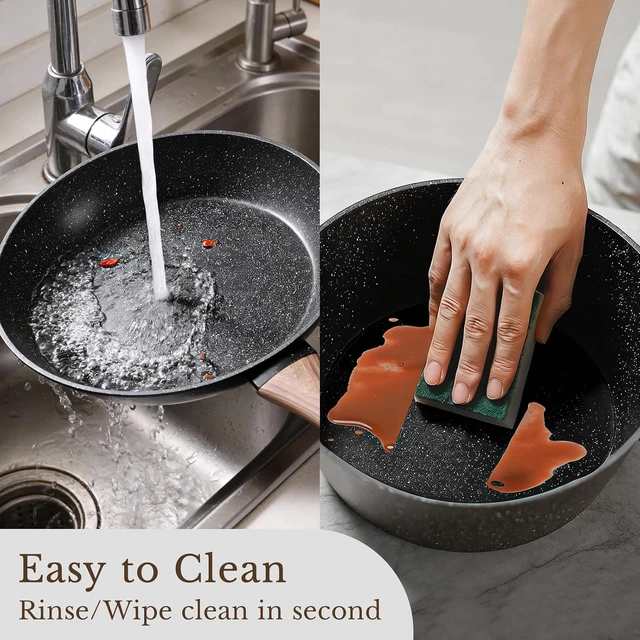 Alt view image 6 of 7 - 25 Pcs Pots and Pans Set, Nonstick Ceramic Cookware Sets, Healthy Non-Toxic, Large Capacity, Induction Compatible, Cooking Set with Frying Pans & Saucepans, PFAS/PTFE/PFOA Free, Classic Black