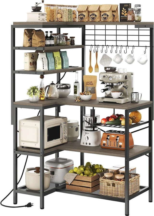 Main image of L-Shaped Bakers Rack with Power Outlets