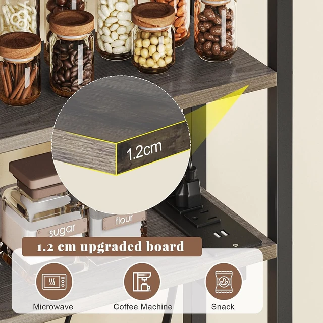 Alt view image 5 of 7 - L-Shaped Bakers Rack with Power Outlets