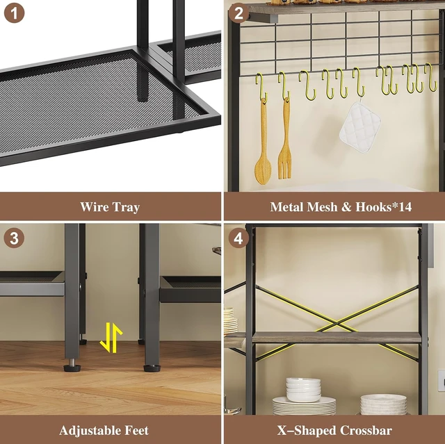 Alt view image 6 of 7 - L-Shaped Bakers Rack with Power Outlets