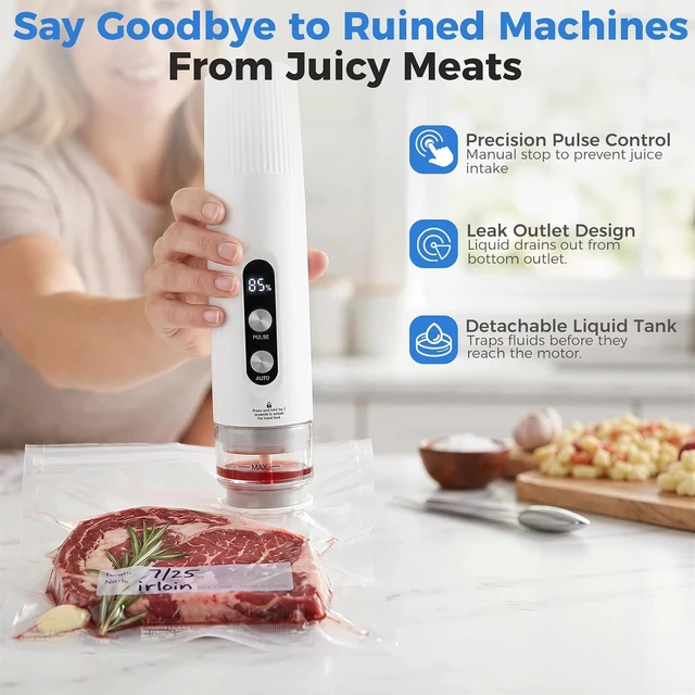 Alt view image 7 of 7 - Compact Handheld Food Vacuum Sealer with 30 Reusable Vacuum Bags