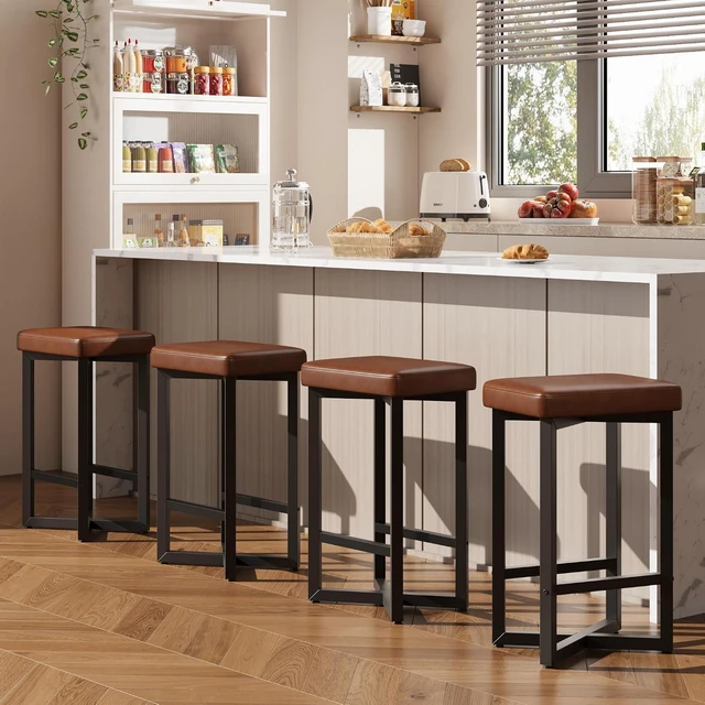 Main image of Bar Stools Set of 4, 24.6" Counter Height Backless Barstools