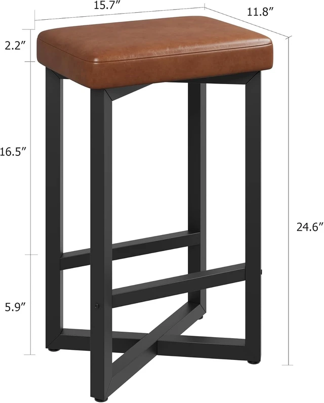Alt view image 2 of 7 - Bar Stools Set of 4, 24.6" Counter Height Backless Barstools
