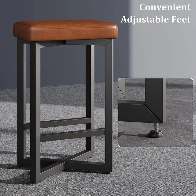 Alt view image 6 of 7 - Bar Stools Set of 4, 24.6" Counter Height Backless Barstools