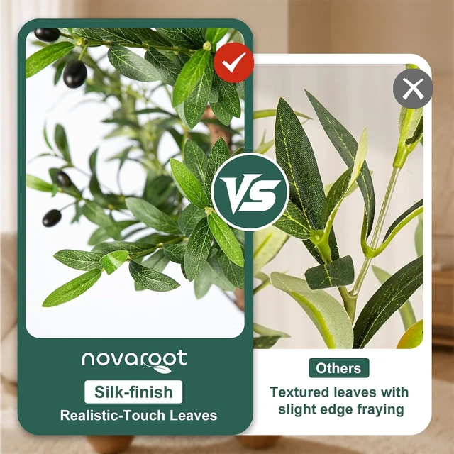 Alt view image 5 of 7 - 6FT Faux Olive Tree with Decorative Planter, Olive Trees Artificial Indoor with Textured Trunk, Silk Leaves and Olive Fruits, Fake Plants for Living Room, Entryway and Office Decor