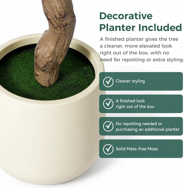 Alt view image 6 of 7 - 6FT Faux Olive Tree with Decorative Planter, Olive Trees Artificial Indoor with Textured Trunk, Silk Leaves and Olive Fruits, Fake Plants for Living Room, Entryway and Office Decor