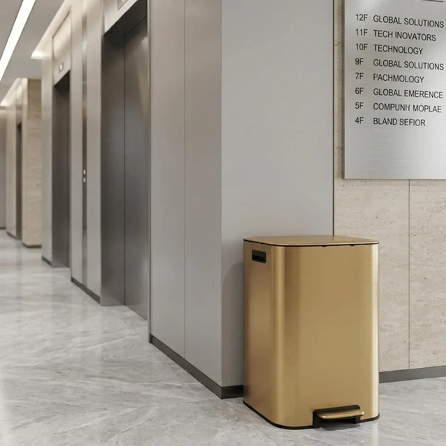 Alt view image 3 of 6 - Kitchen Trash Can with Lid 16 Gal Stainless Steel Pedal Garbage Can