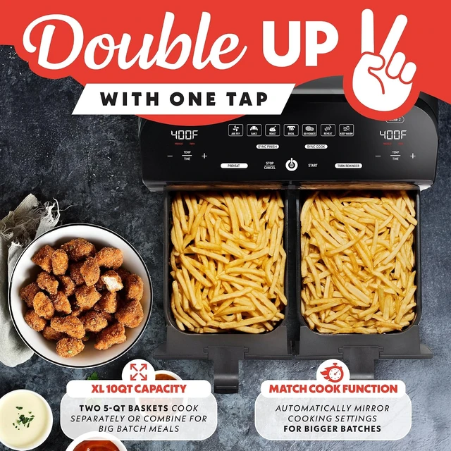 Alt view image 5 of 7 - Air Fryer - 10 Qt Dual Basket Capacity, Stainless Steel