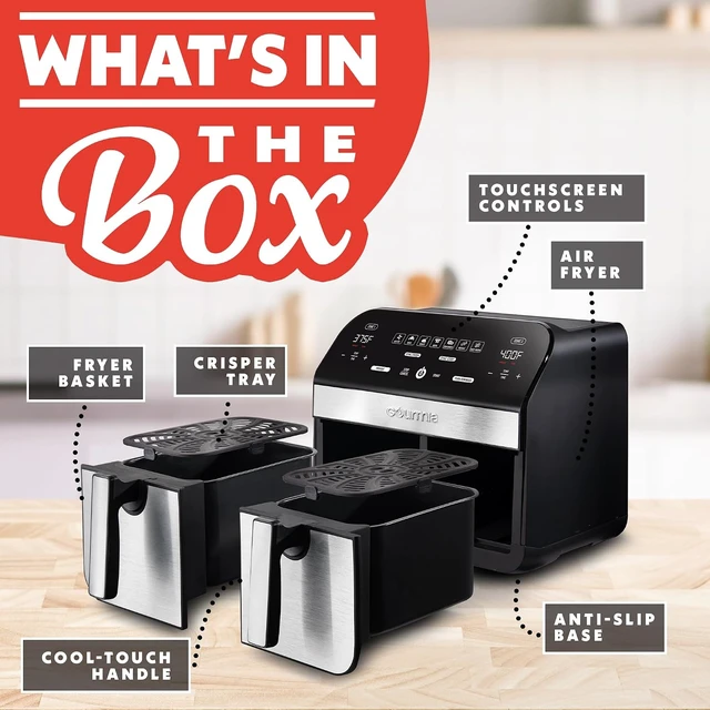 Alt view image 6 of 7 - Air Fryer - 10 Qt Dual Basket Capacity, Stainless Steel