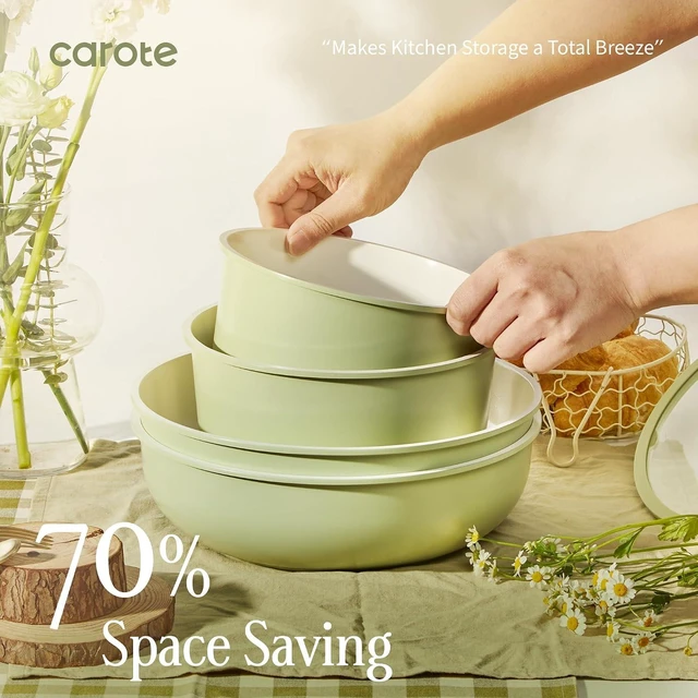 Alt view image 4 of 7 - 42pcs Ceramic Cookware Set, Pots and Pans Set with Detachable Handle