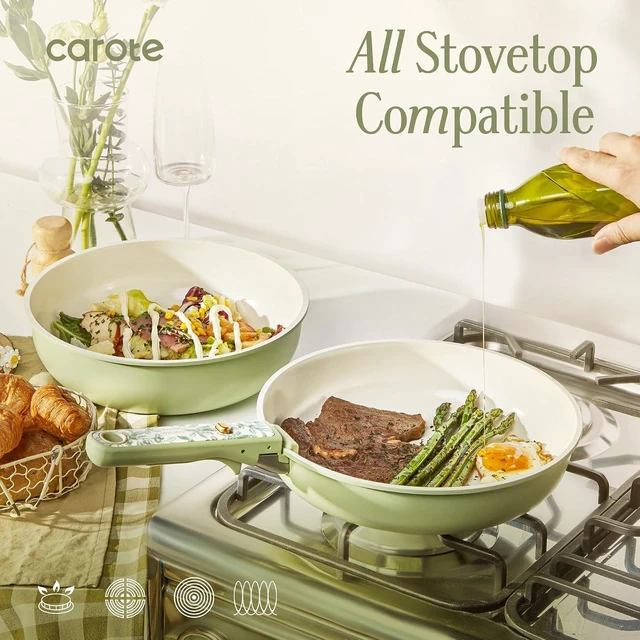 Alt view image 6 of 7 - 25pcs Ceramic Cookware Sets, Detachable Handle Pots and Pans Set
